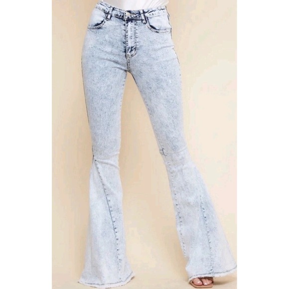 Altard State Self Jeans Flare Bell Bottom Pants Boho Light Wash Hippie Retro Y2K - Picture 3 of 8